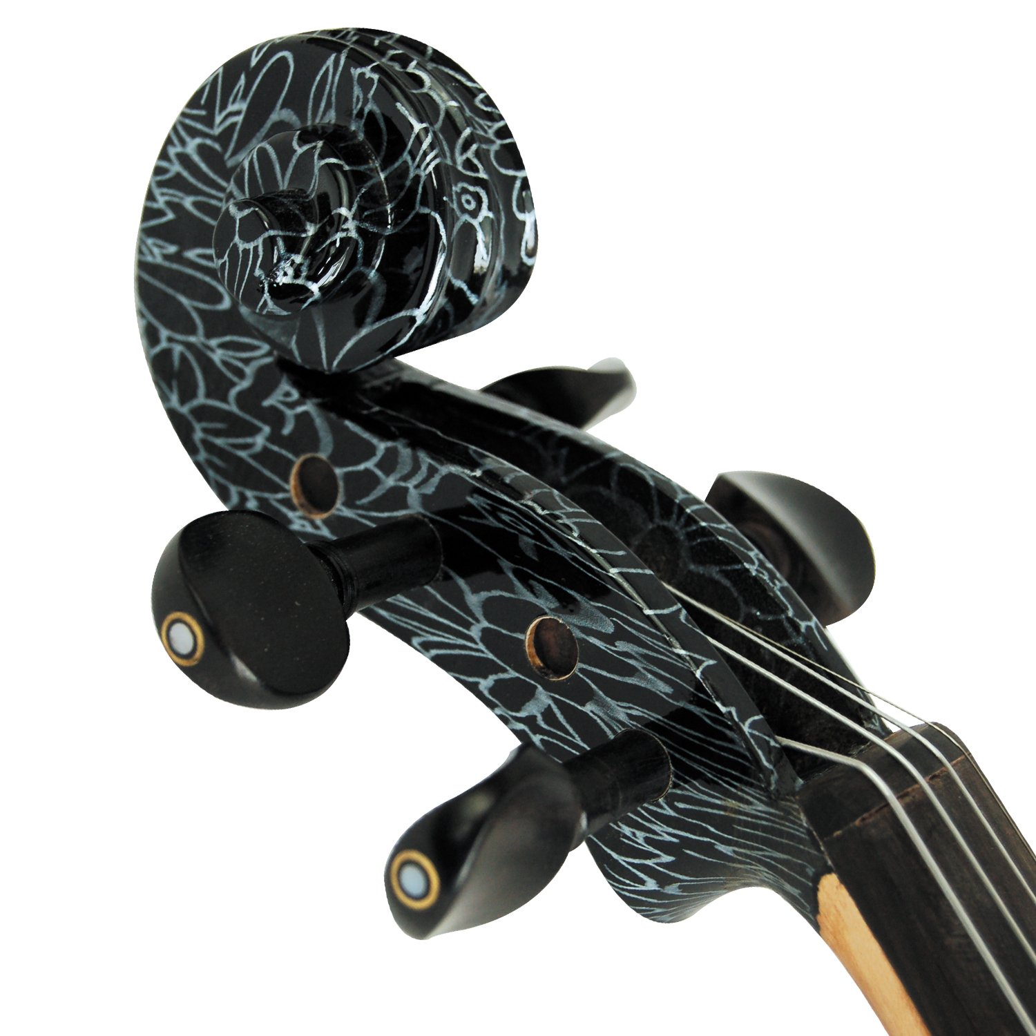 Aliyes legno elettrico completo per violino 4/4 Advanced intermedio elettrico silenzioso violino (Art fiori bianchi) (alkit-006), ALSDDS-1306