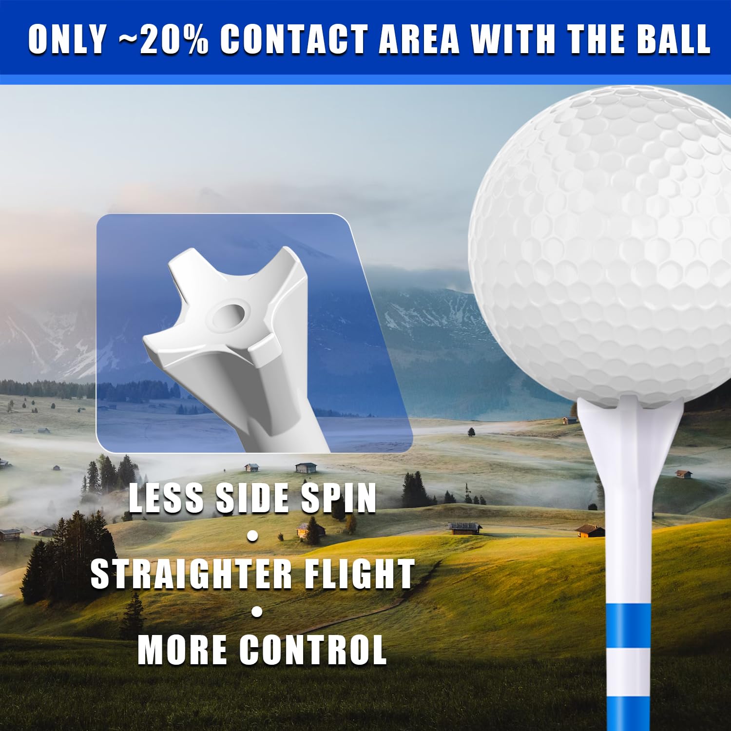 Pro Golf Tees 170 Stück – 4 Zinken reduzieren seitlichen Spin & geringe Reibung, 3 Größen (9,6 cm / 6,9 cm / 3,8 cm) Kunststoff-Golf-Tees für Fahrer/Eisen