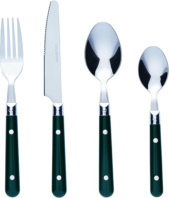 Bon Brasserie 16-Piece Stainless Steel Cutlery Set - Green