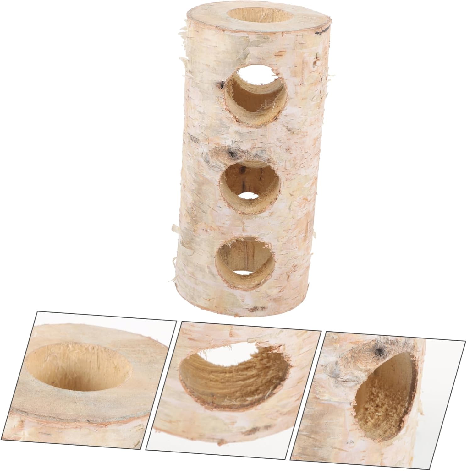 Happyyami Hamster Hideout Tube Natural Birch Adventure Tunnel for Pets for Dwarf Hamsters Mice and Gerbils Safe Chew Toy for Hiding Playing and Sleeping