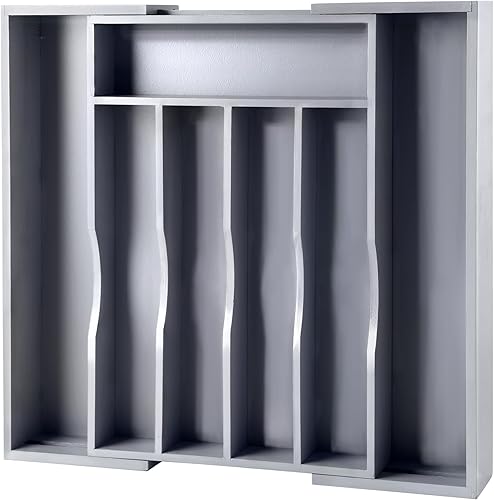 Miniatura 1 de oridom Organizador de cajones de cocina de bambú expandible para cubiertos y utensilios, bandeja ajustable de madera de bambú en el cajón para