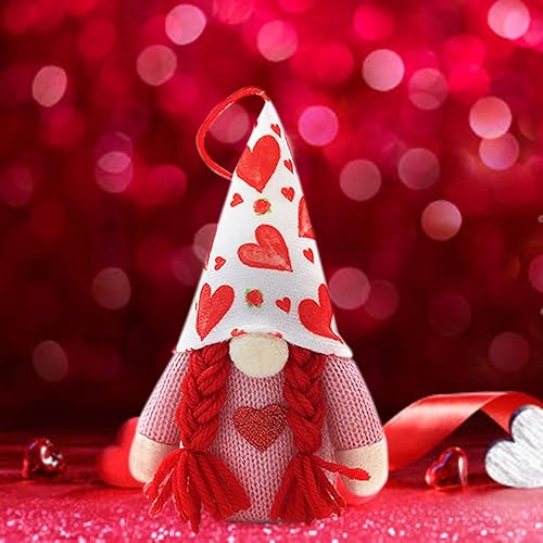 Miniatura 4 de Muñeca de peluche de gnomos de San Valentín hecha a mano iluminada decoración de gnomo de San Valentín adorno de mesa sin cara para novia esposa