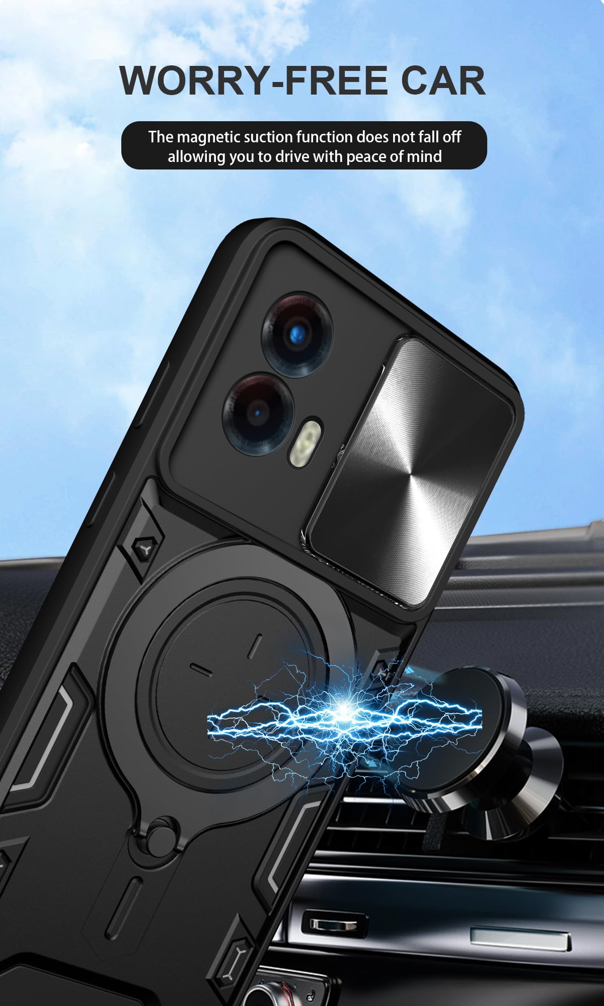 Custodia Moex Plug Case Per Motorola Moto G24, In Pelle PU Con Clip Per Cintura E Chiusura Magnetica, Colore Nero