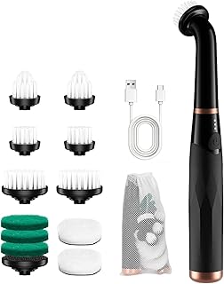 WADEO Rotationsbürste Akku, elektrischer Reiniger für Badezimmer und Fliesen, 11 Aufsätze, 2600 mAh, Ladeanzeige und 3 Geschwindigkeitsstufen, IPX7 wasserdicht, für Waschbecken, Badewanne und Boden