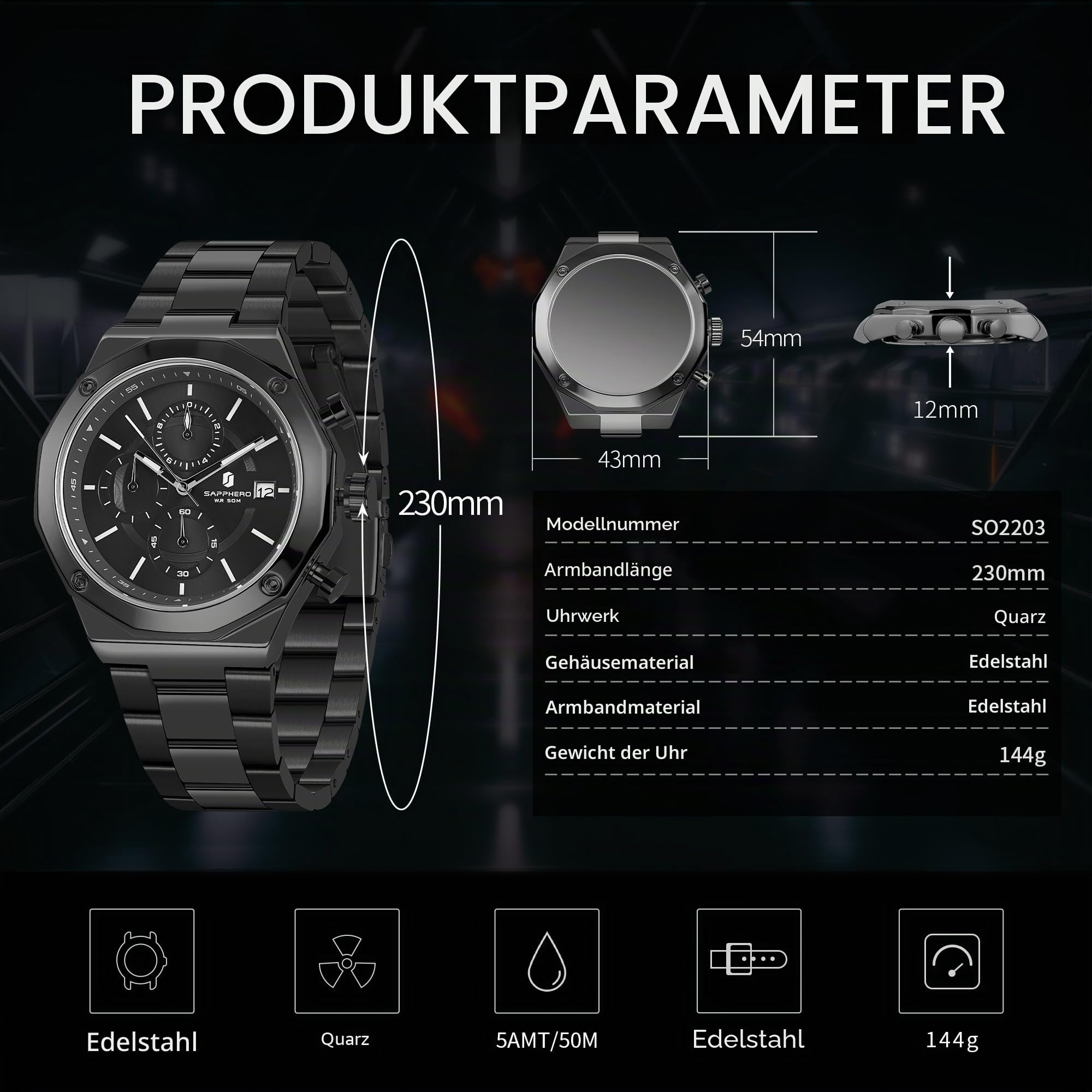 BENYAR BY Herrenuhr Uhren Herren Wasserdicht Herrenuhren Chronograph männer Armbanduhr für Herren Gold/Silber/Blau/Schwarz Eleganz Lederarmband/Edelstahl Quarz Geburtstags/Weihnachts