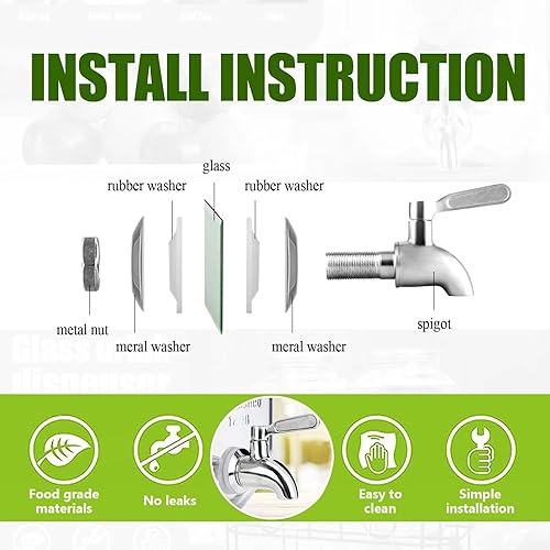 Miniatura 6 de Dispensadores de bebidas de vidrio de 1 galón para fiestas, paquete de 2. Dispensador de bebidas, dispensador de bebidas con soporte y espita de