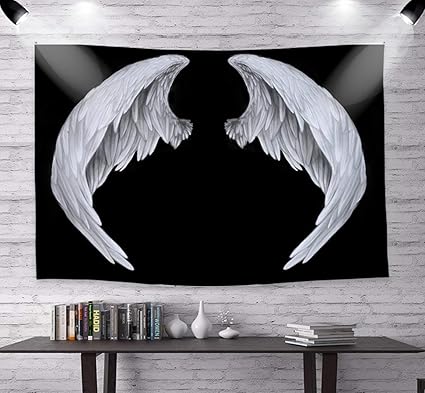 Amazon Nd 写真撮影 背景 タペストリー 羽根 天使 悪魔 だまし絵 記念撮影 おもしろ インスタグラム インスタ映え 小物 雑貨 おしゃれ 背景布 デザイン１ ネクストデザイン バックペーパー 背景布