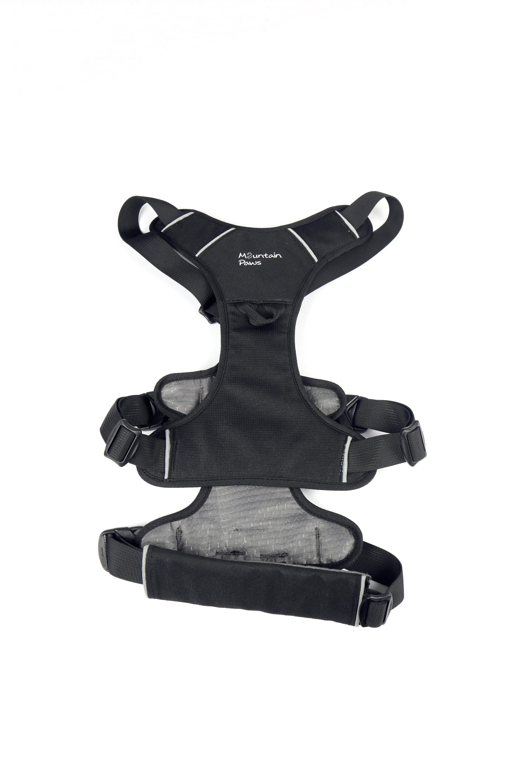 Mountain Paws Arnés de Perro de 3 Correas | para Adaptarse a tamaños de Pecho de 46 a 108 cm, con asa Central y Ribetes Reflectantes