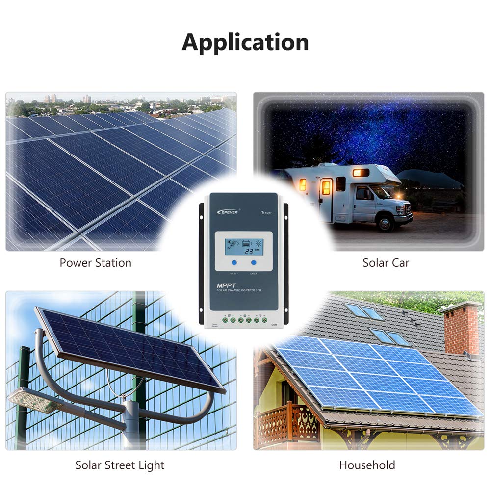 EPEVER® 20A MPPT Regolatore di Carica Solare 12V/24V Auto Identificazione con Display LCD e Porta USB per Stazioni Base di Comunicazione e Sistemi Domestici - Tracer 2210AN