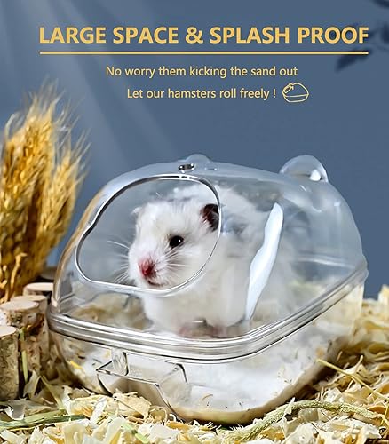 Miniatura 7 de Wenriko Contenedor de baño de arena para hámster, caja de baño de arena de hámster, bañera de arena para hámster con cuchara de limpieza, gran