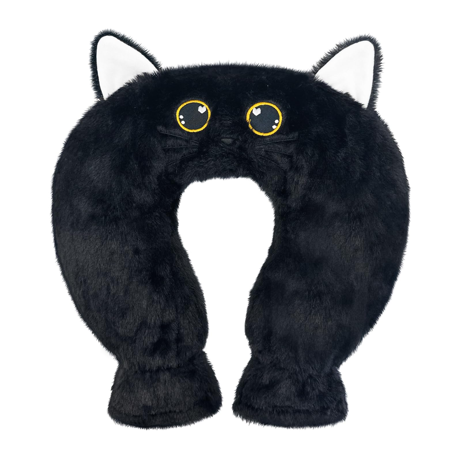 Bouillotte Eau Chaude Avec Housse Douce 1 L, Bouillotte Cervicale Et Epaule, Coussin Chauffant Cervicales Neck Relax, pour Femme, Homme, MèRe, PèRe Enfant (Chat Noir)