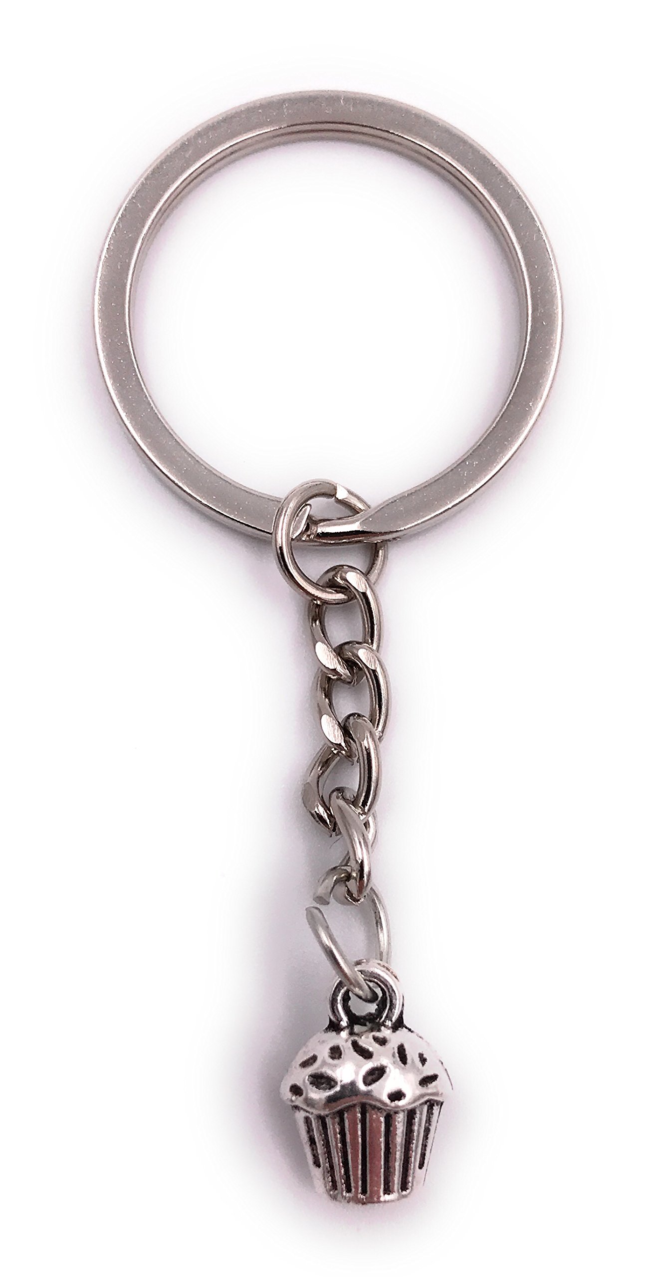 H-Customs Muffin Cupcake Keyring Pendant Silver Metal