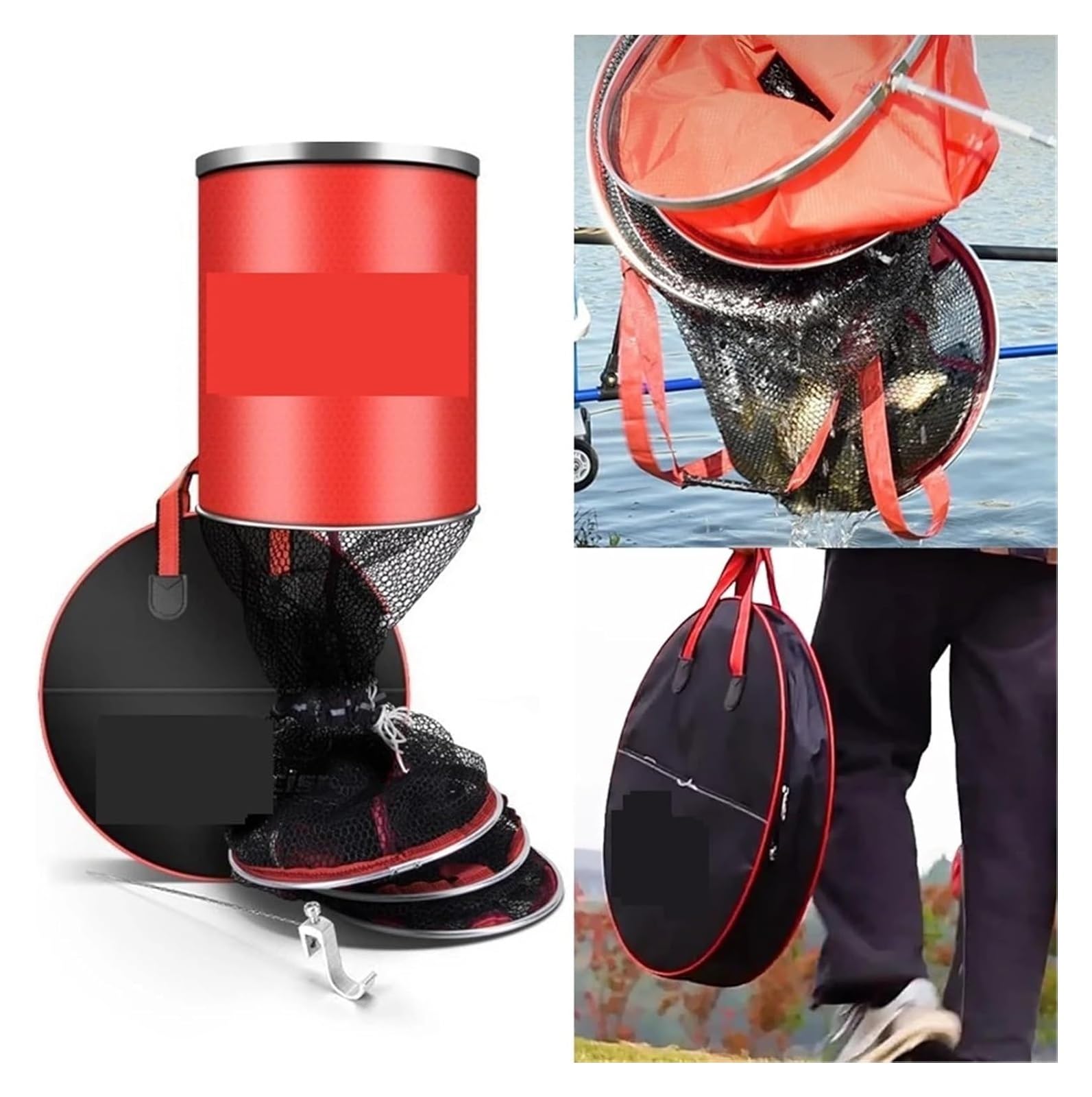 Red Plegable para la Pesca del Cangrejo, Bolsa Plegable de Red for Peces, Varios tamaños Multicolores, Anillo Acero Inoxidable Secado rápido