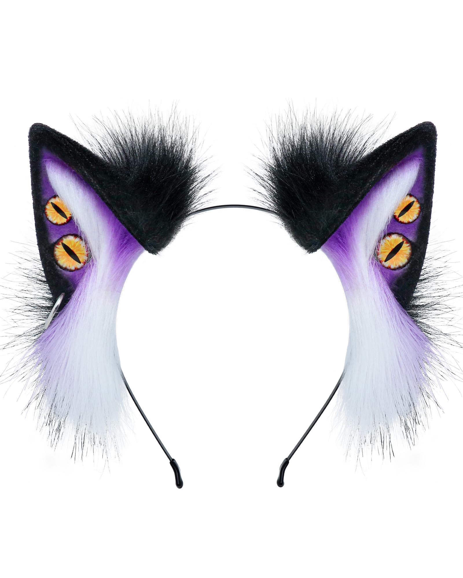 ZFKJERS Handmade Demon Wolf Ears Headband Furry Animal Ears Hairband for Costume Party Halloween, Cosplay Accessories (Purple)