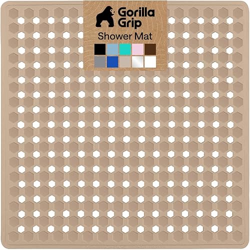 Vista 33 de GORILLA GRIP Alfombrilla para bañera patentada, lavable a máquina, con ventosas y orificios de drenaje para mantener las bañeras limpias, suave