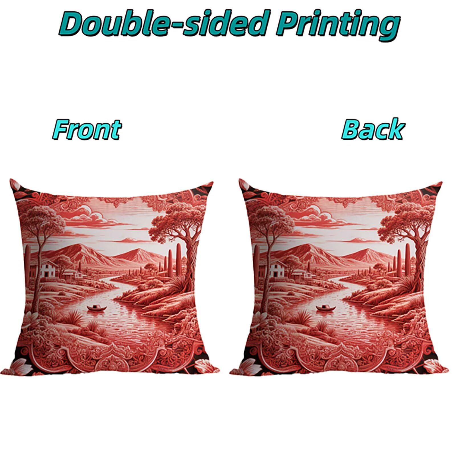 Landscape Outdoor Kissenbezug 60x60cm Wasserdicht Kopfkissenbezug THDZ0226 | Sofa Bett Dekokissen Bezug Pink Doppelseitiger Druck Unsichtbarer Reißverschluss for Home Decoration Geschenke für Frauen