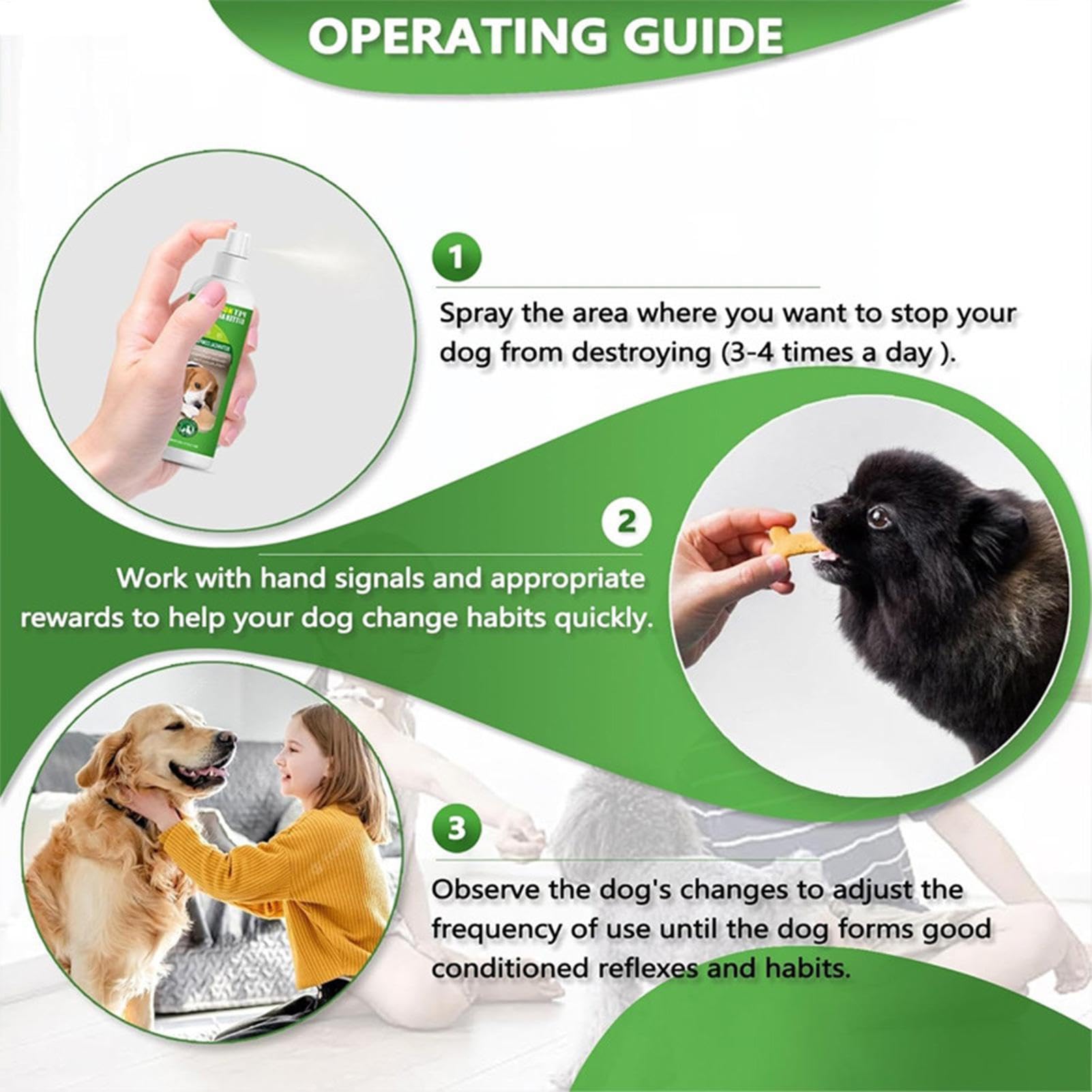 Spray anti-masticazione per cani, 100 ml, spray per cani, non masticare, per mobili di casa, divano, porta, angolo cortile, prato