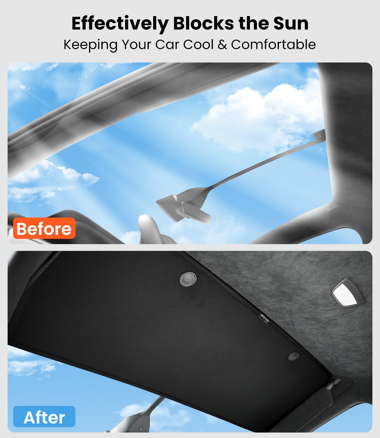 Zanch Upgraded Tesla Model X Sunshade Roof [No Gaps, Never Sag] 3PCS Heat Insulation Custom Fit Front Roof Glass Sun Shade for Model X 2020-2025, Black