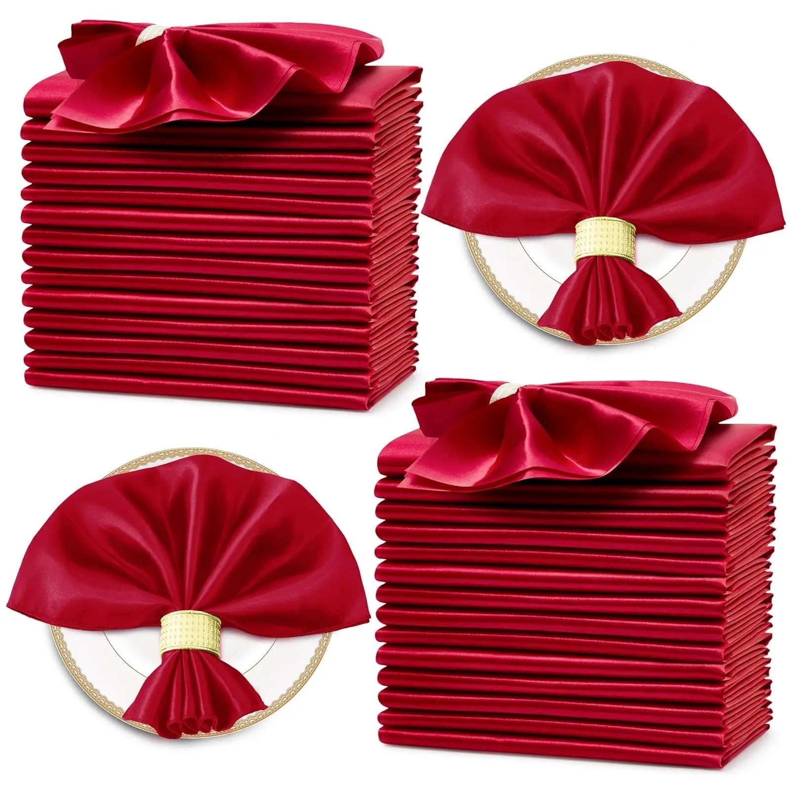Cotton Table Napkins, 60 Pack 30x30cm Silky Satin Square Multicolor(60pcs Red)
