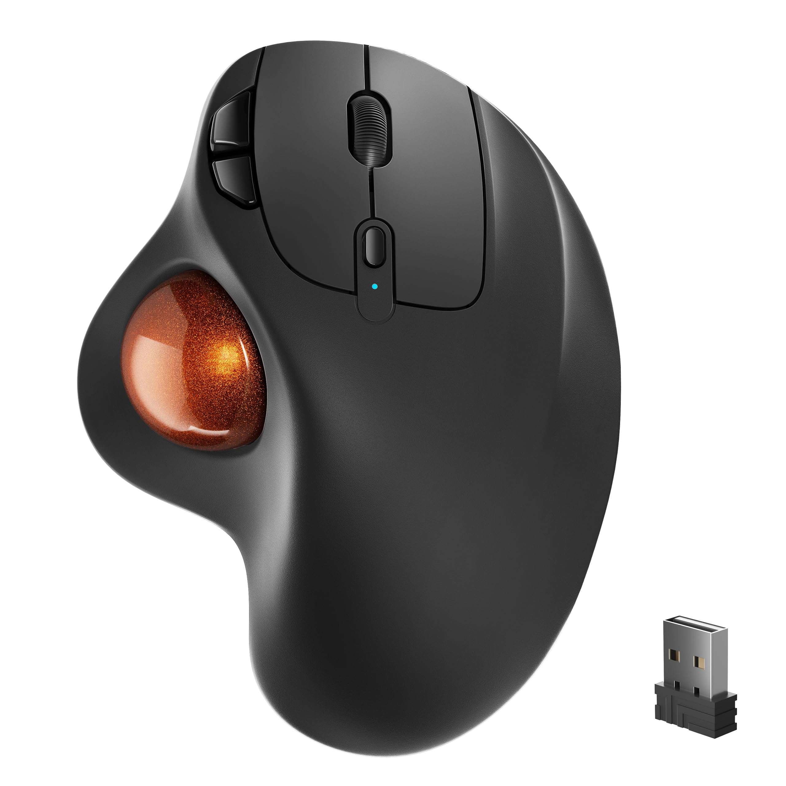 Wireless Trackball Mouse, Rechargeable Ergonomic Mouse, Easy Thumb Control, Precise & Smooth Tracking, 3 Device Connection (Bluetooth or USB), Compatible for PC, Laptop, iPad, Mac, Windows, Android