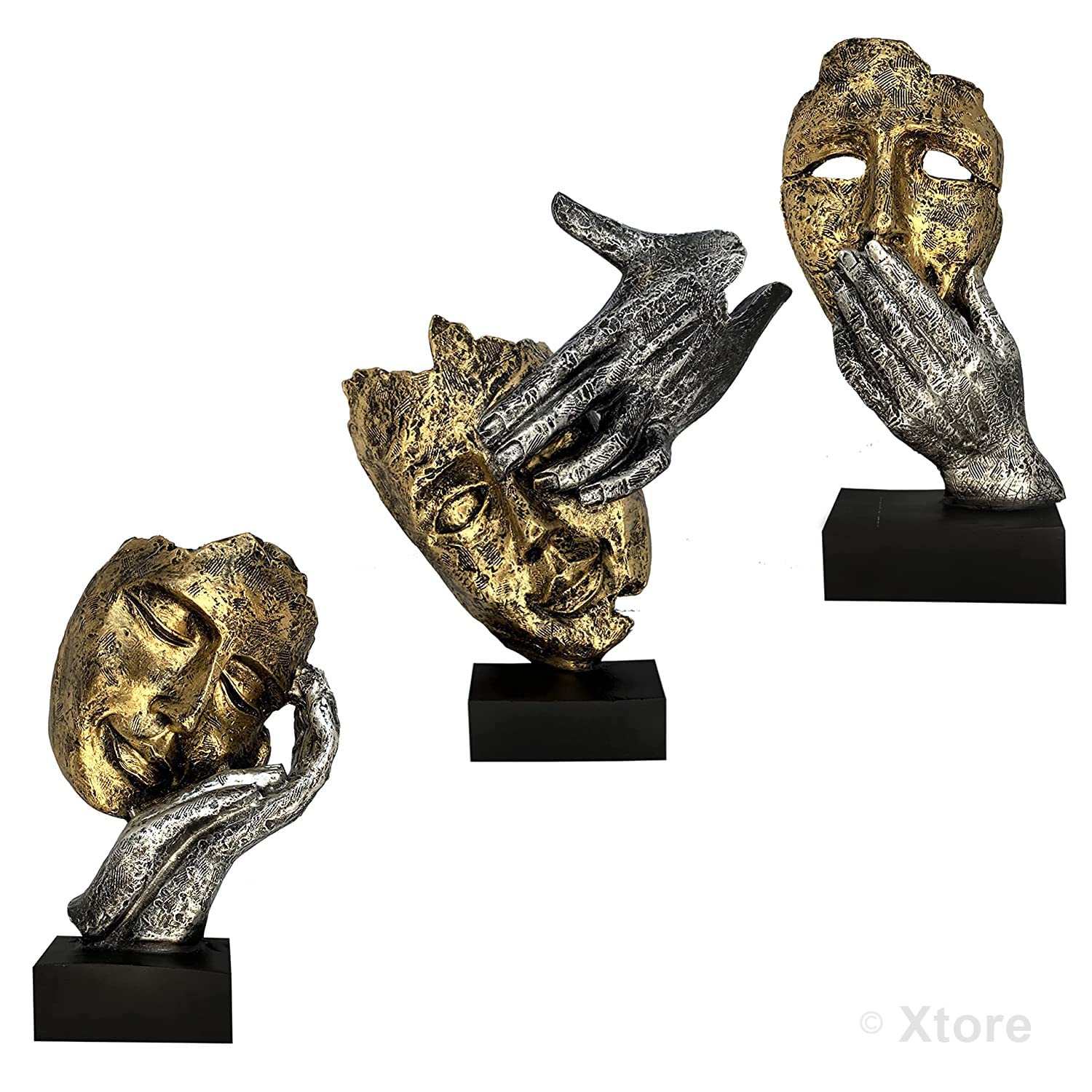 Xtore Human Face Statues - Gold & Silver Decor -5 Xtore Human Face Statues - Gold & Silver Decor -5