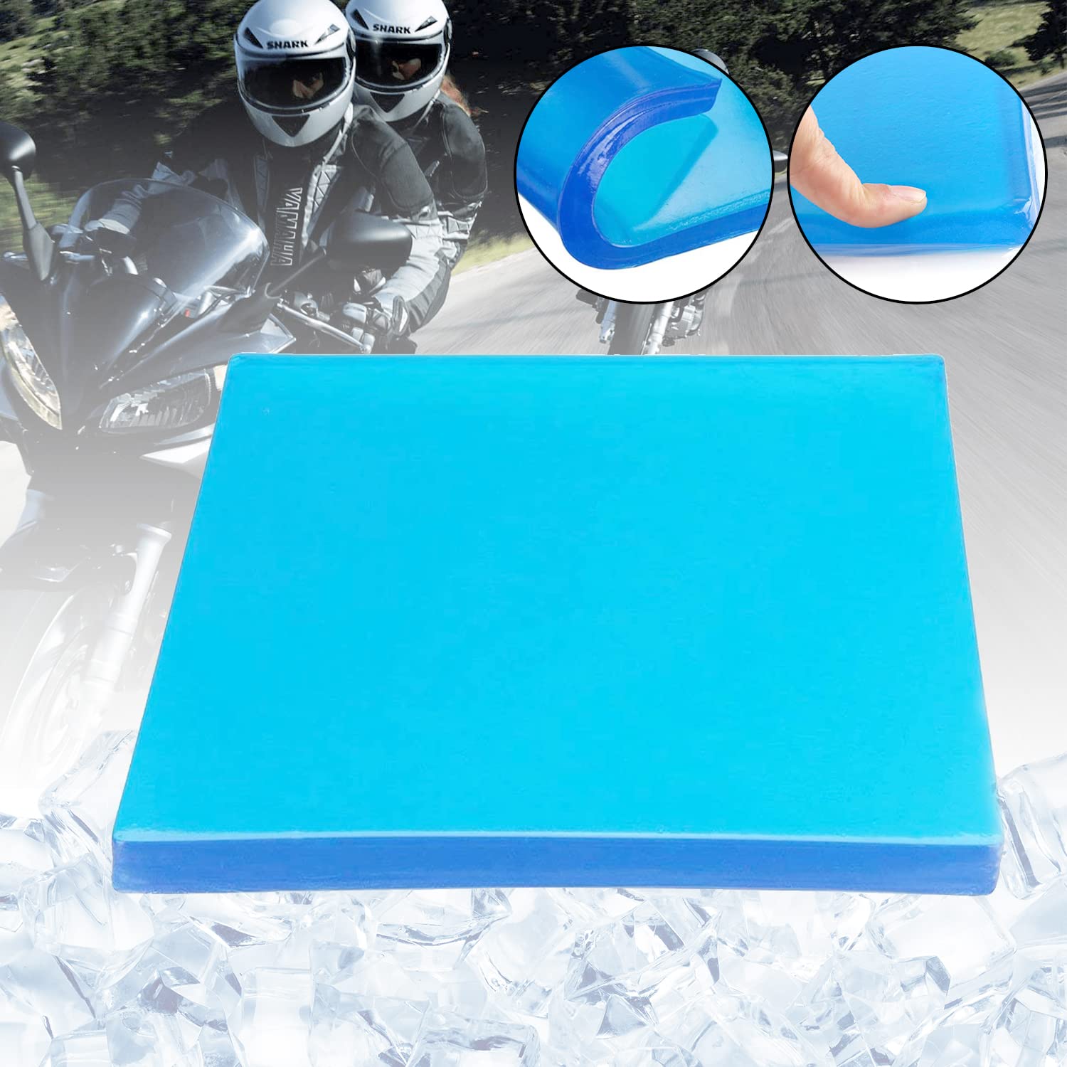 aleawol Cojín de gel para asiento de moto, 25 x 25 x 2 cm, cojín de gel para motocicleta, cojín de gel suave, cojín de asiento de moto, accesorios para asiento de moto, color azul