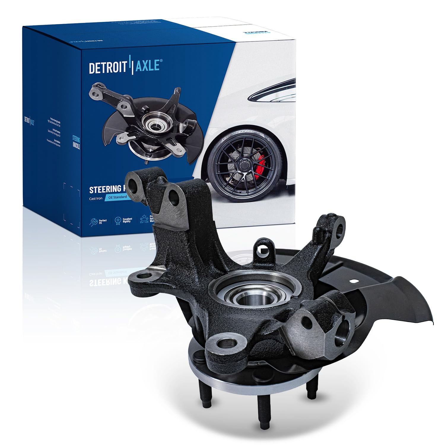 Detroit Axle - Front Right Steering Knuckle for Ford 07-10 Edge Lincoln MKX, Passenger Side Steering Knuckle & Wheel Bearing Hub Assembly 2007 2008 2009 2010 Replacement