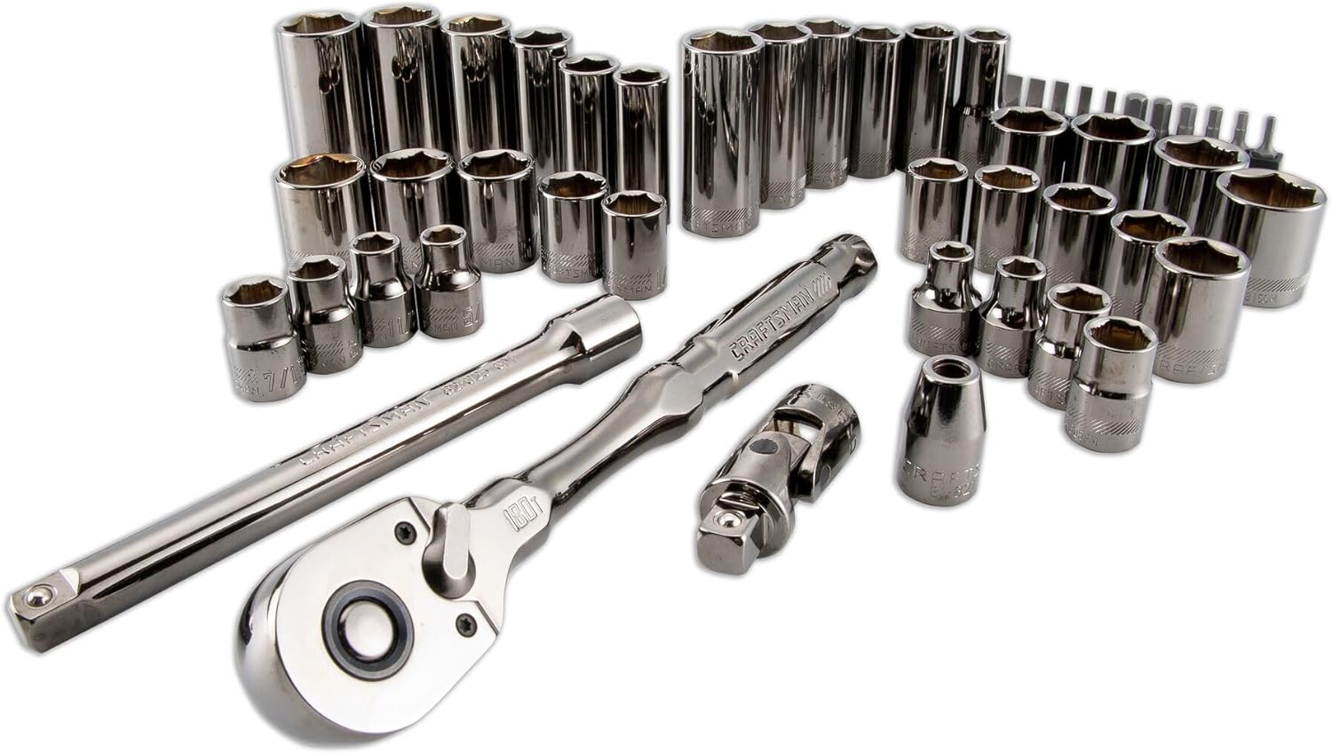 CRAFTSMAN OVERDRIVE 49-Piece Gunmetal Chrome Mechanics Tool Set, Standard SAE/Metric Socket Set, with Hard Case (CMMT99049L)