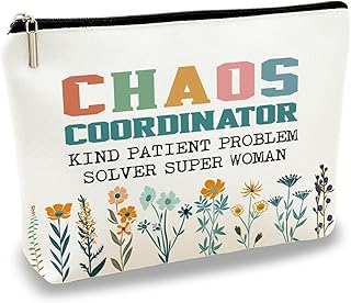 Divertida bolsa de maquillaje de lona con cre...