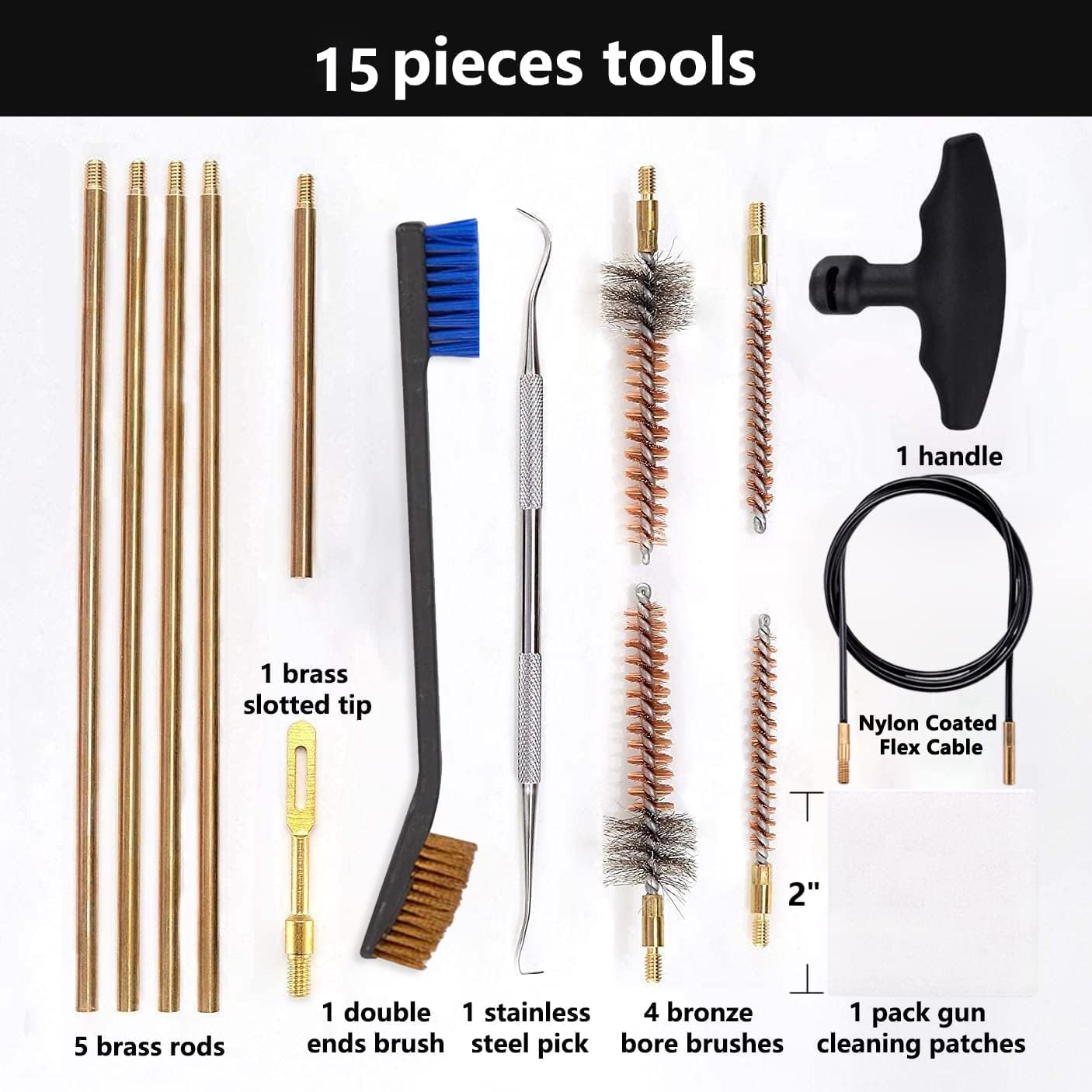 BOOSTEADY Pro .223/5.56 Cleaning Kit with Bore Chamber Brushes Cleaning Pick Kit, Brass Cleaning Rod in Zippered Organizer Compact Case