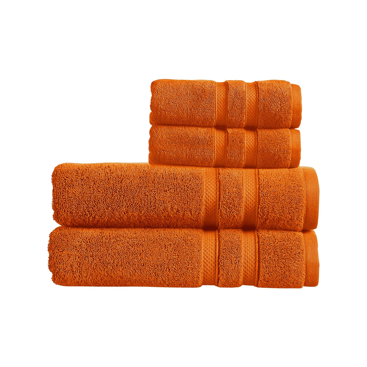 Christy Chroma Bath Sheet Set | Set of 4 | 2 Hand Towels 2 Bath Sheets | Highly Absorbent Heavyweight 675GSM | Bold and Bright | Soft Smooth Shower Towels | 100% Cotton | Amber Orange