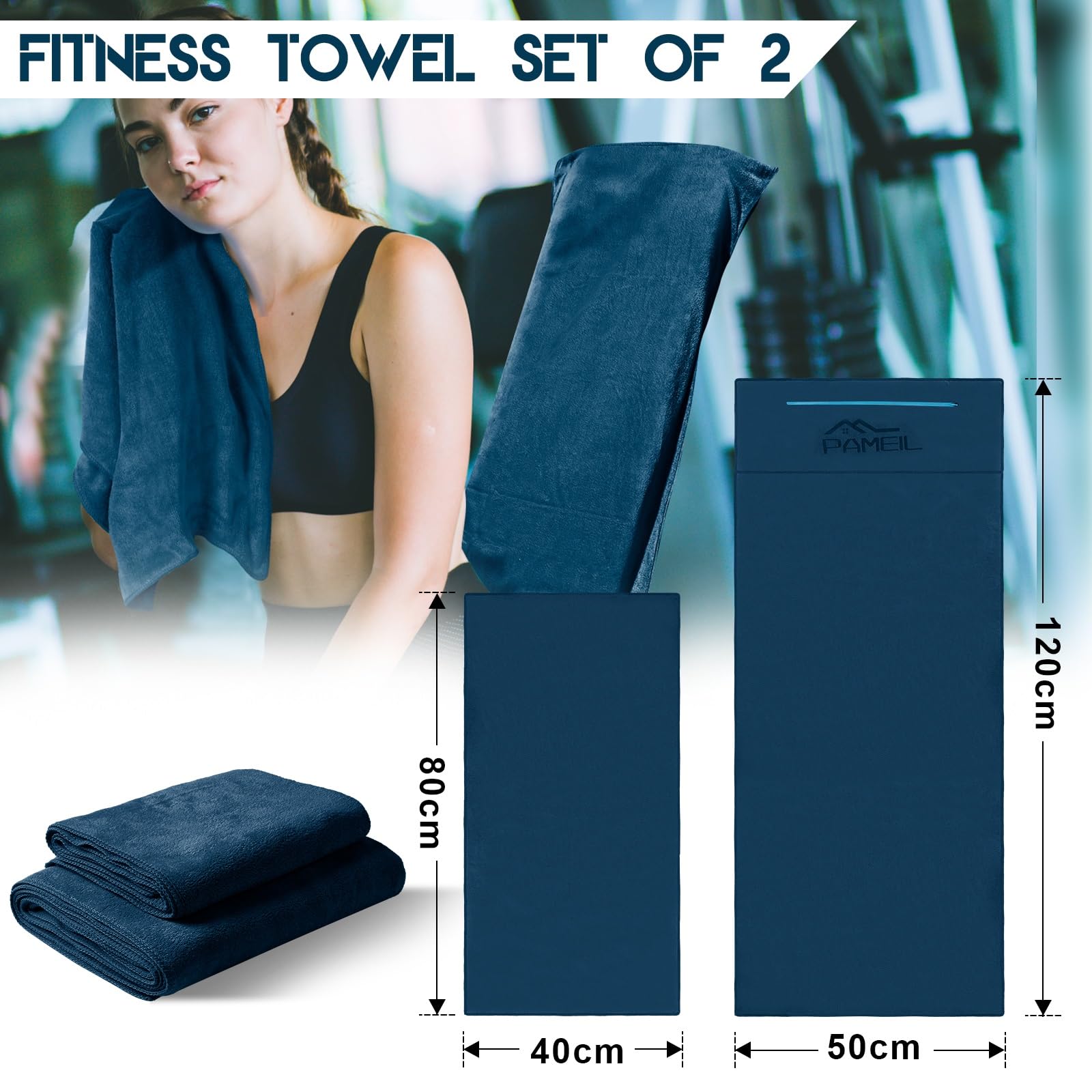 Serviette Microfibre Sport 120x50cm Avec Poche Zippée - Ultra Absorbante Et Séchage Rapide Pour Musculation, Yoga, Cyclisme Et Voyage