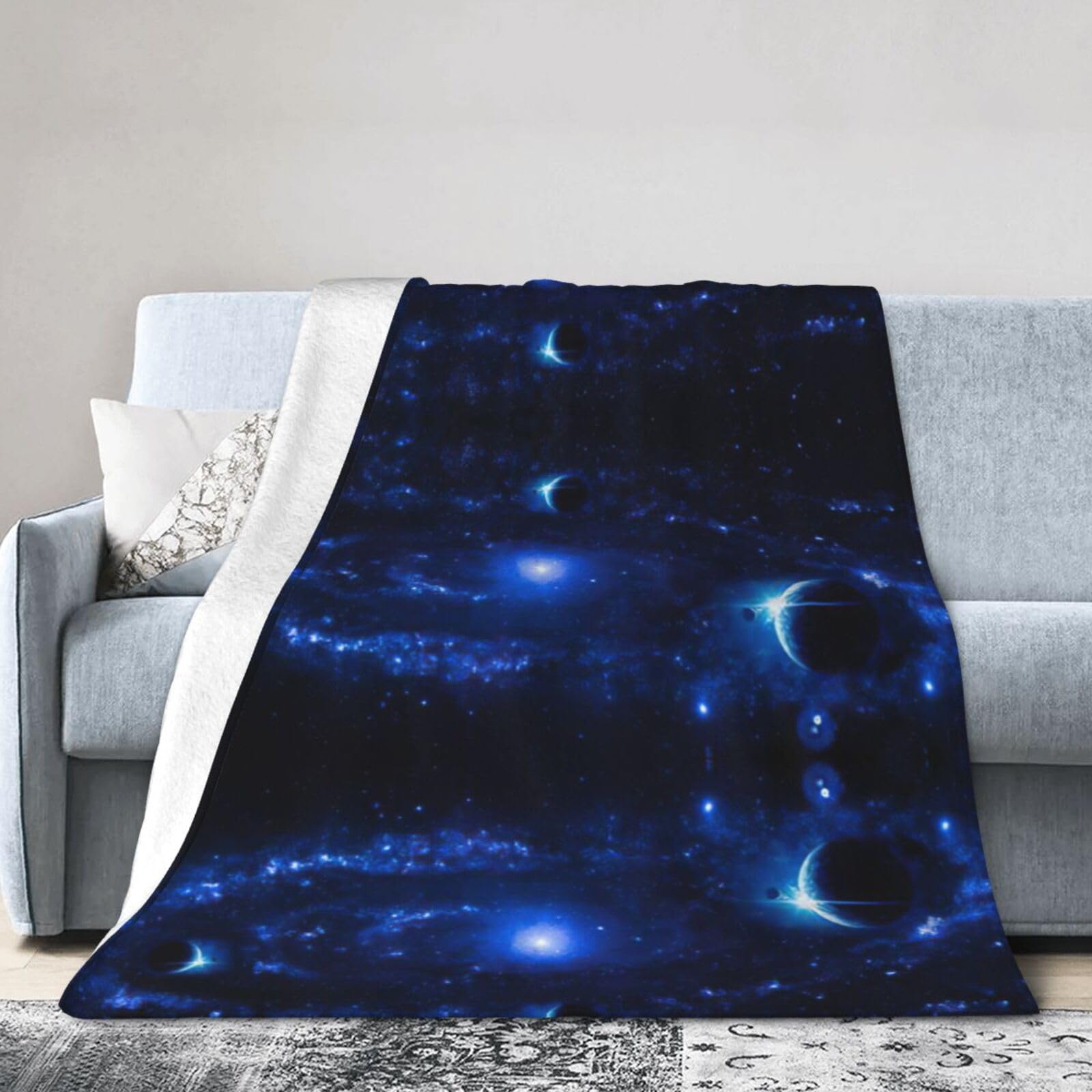 Uusnwaa Soft Cosy Fleece Warm Throw Galaxy Print Blanket