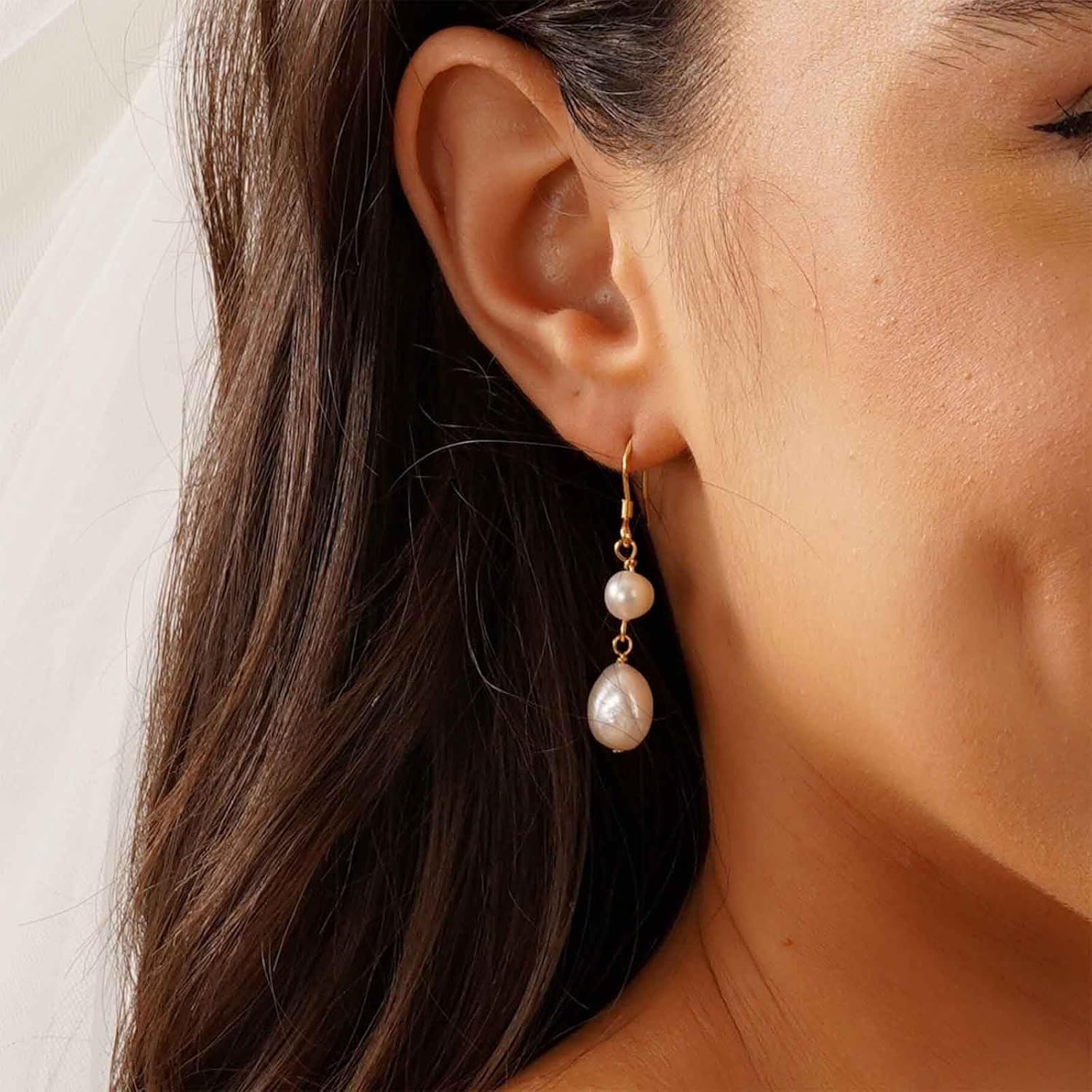 Vintage Wedding Pearl Dangle Earrings Gold Pearl Teardrop Earrings Bridal Pearl Earrings Pearl Tassel Earrings Pearl Water Drop Earrings Jewelry for Women(Gold1) - Image 7