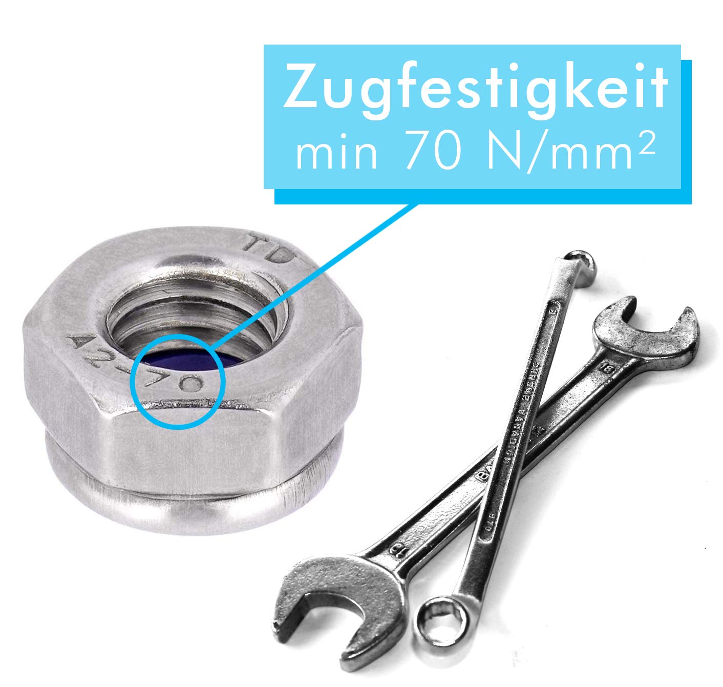 Tuercas de seguridad DIN 985 M3 M20 (forma baja, autobloqueante, tuercas de acero inoxidable Tuercas de parada Tuercas hexagonales A2 V2A de acero inoxidable M18