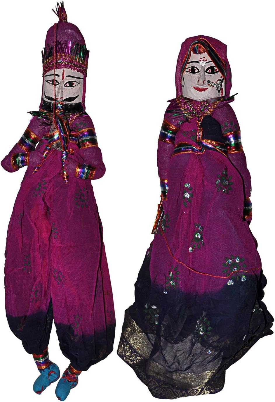 Amazon.com: Colorful Kathputli Face String Puppet Set Handmade Home ...