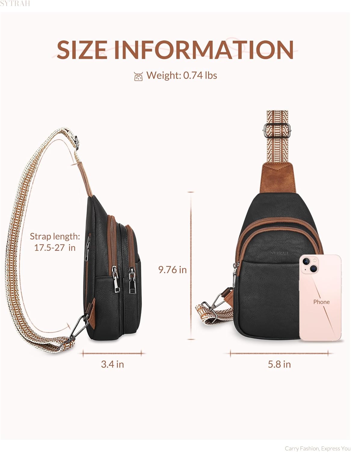 Sling Bag for Women, Crossbody Bags Purse for Women Trendy Vegan Leather Fanny Pack with Adjustable Strap - Image 5