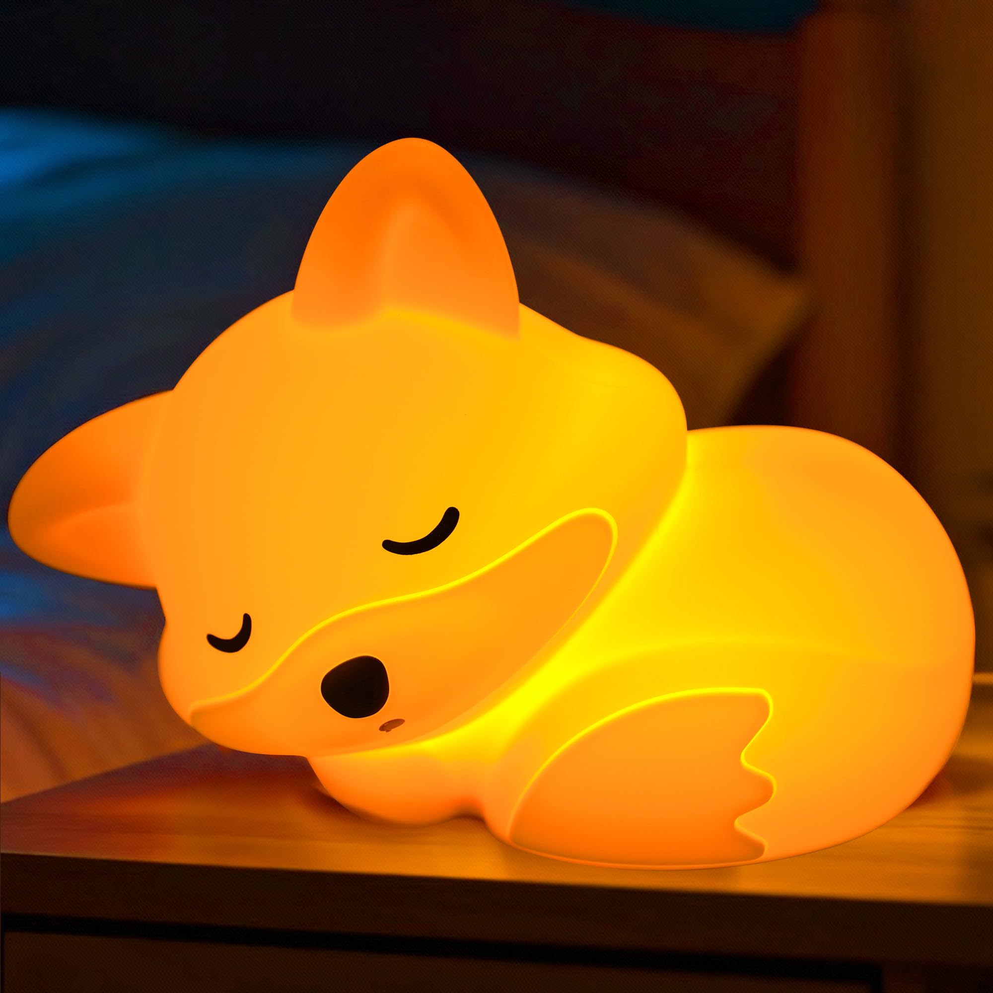 Fox Night Light, Children's Fox Silicone Lamp, Rechargeable Dimmable Timer Touch Control Fox Bedside Lamp, Gift for Baby Children, Decorative Children's Room โ image 1