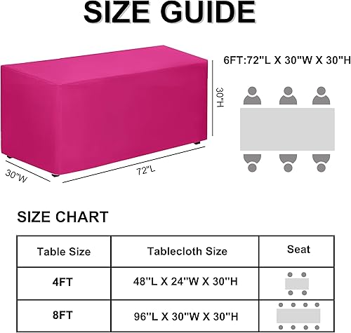 Miniatura 7 de PLOYMONO Paquete de 4 manteles rectangulares de poliéster lavable de 72 x 30 pulgadas color fucsia para mesa de bufé, banquetes, fiestas, bodas,
