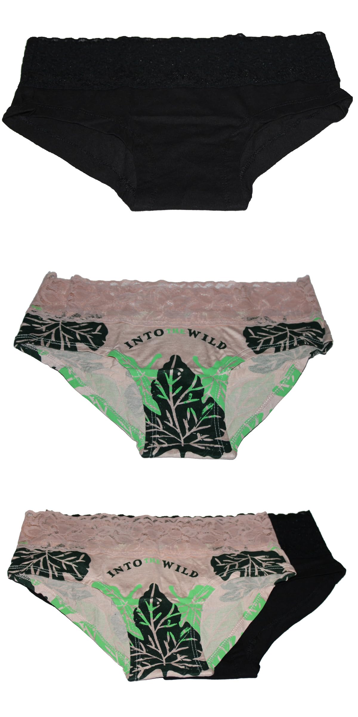Women's Printed and Solid Bikini Panties Set, 3 Pieces Peach, Black-image-8
