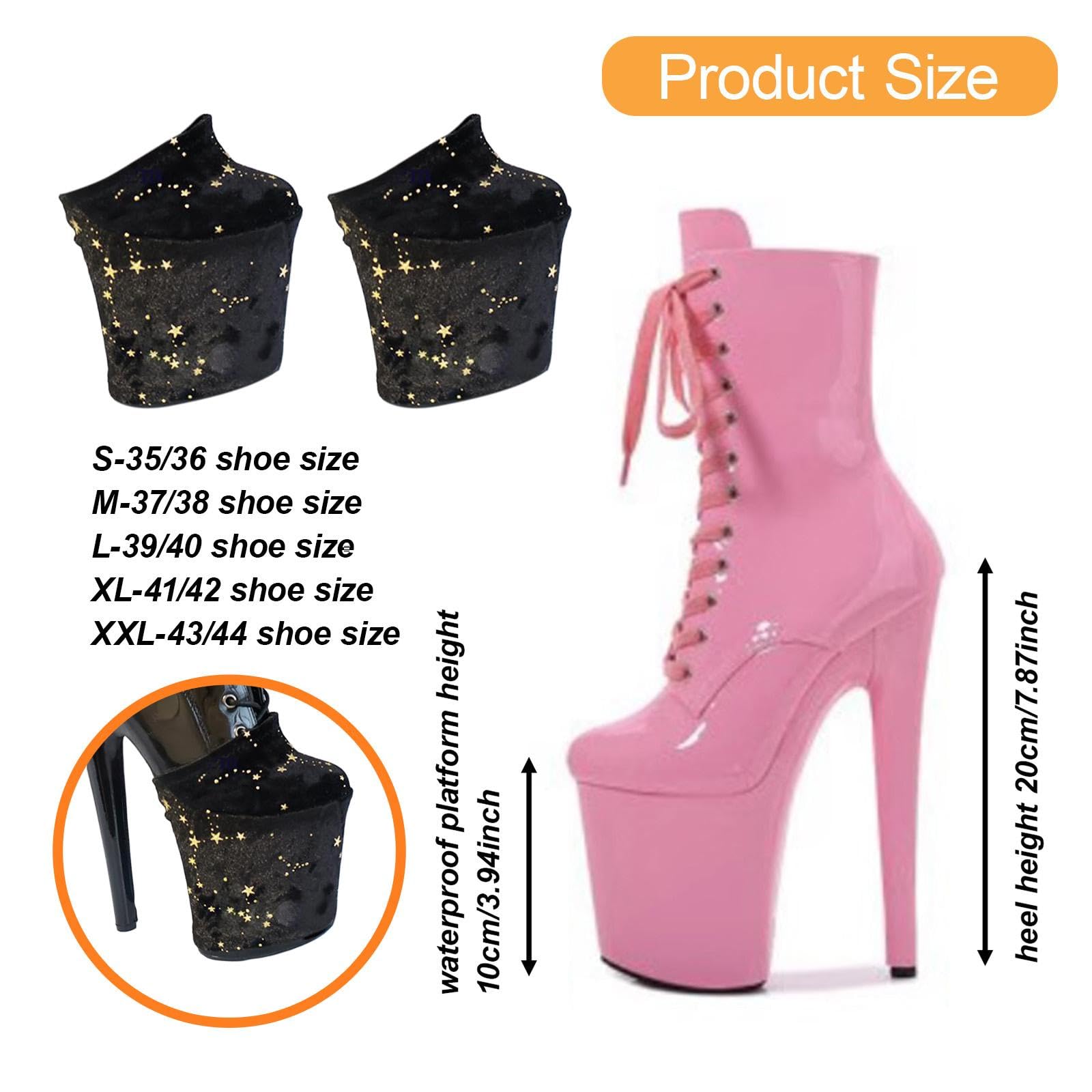 2 Pezzi Copriscarpe Velvet Protezione Tacco Alto Pole Dance Manicotto Scarpe Accessori Costume Antiscivolo Elegante Resistente Adatto per Scuola Danza, Neroxxl