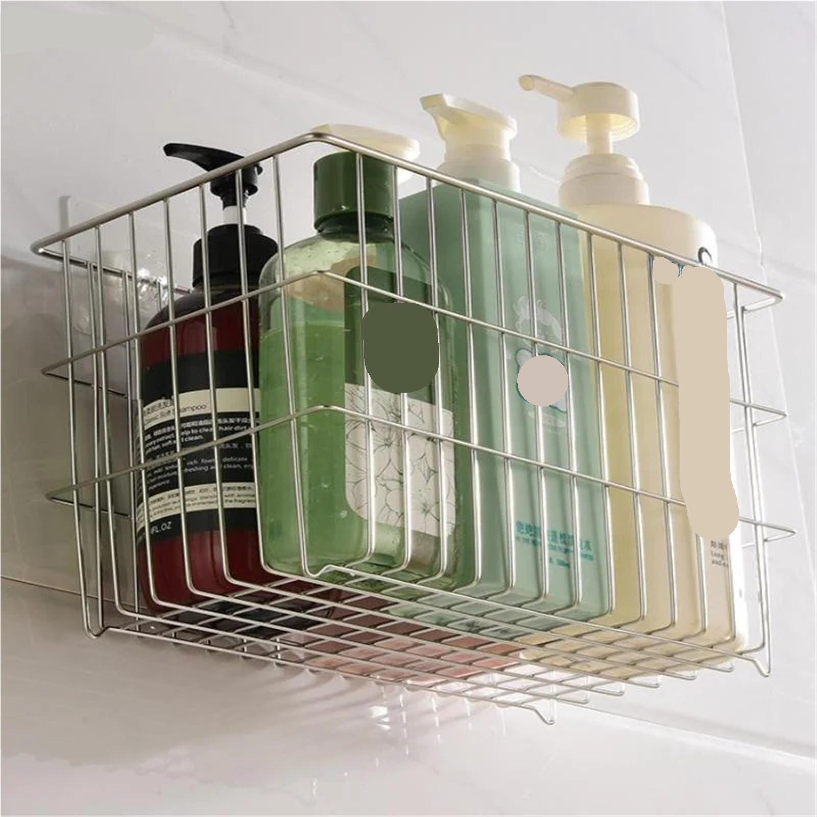 Stainless Steel Wall-Mounted Storage Basket - Adhesive Kitchen Organizer For Fruits, Vegetables & Bathroom Supplies Pour Maison(Square L)
