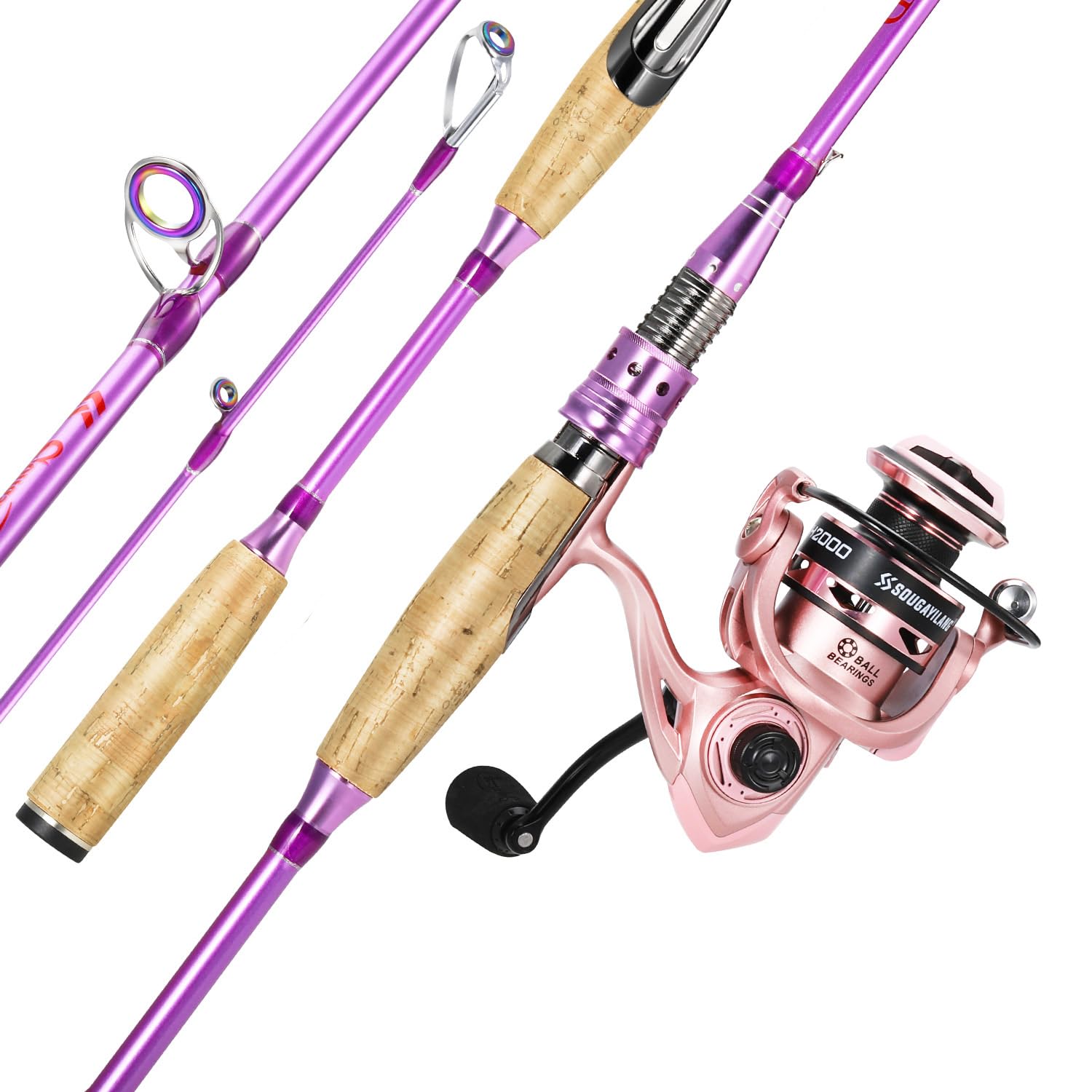 Sougayilang Spinning Rod and Reel Combo - 2-Piece Graphite Fishing Pole with Smooth Reel for Freshwater & Saltwater Great Gifts 1.8ZB+SH2000F