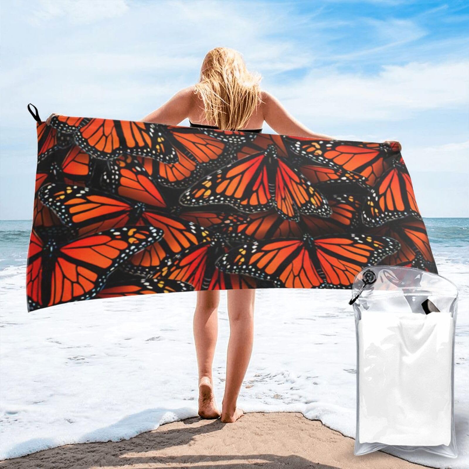 AYYQWE Monarch Butterflies. Print Lightweight Towel For Men Women Travel Beach Camping Hiking Yoga Swimming Sports