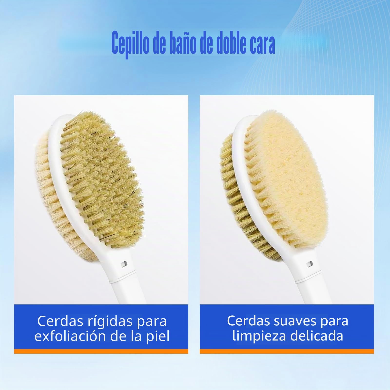 elzle Cepillo Espalda Ducha,44 cm Cepillo Ducha Espalda de Doble Cara con Cerdas Rígidas y Suaves para Mujeres, Hombres y Personas Mayores,Gris