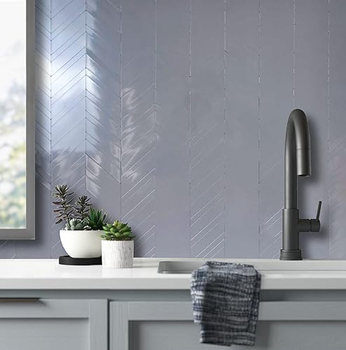 Miniatura 3 de DICOFUN Protector contra salpicaduras de 10 hojas de espiga para despegar y pegar, aspecto de madera blanca vintage, PVC para salpicaduras para