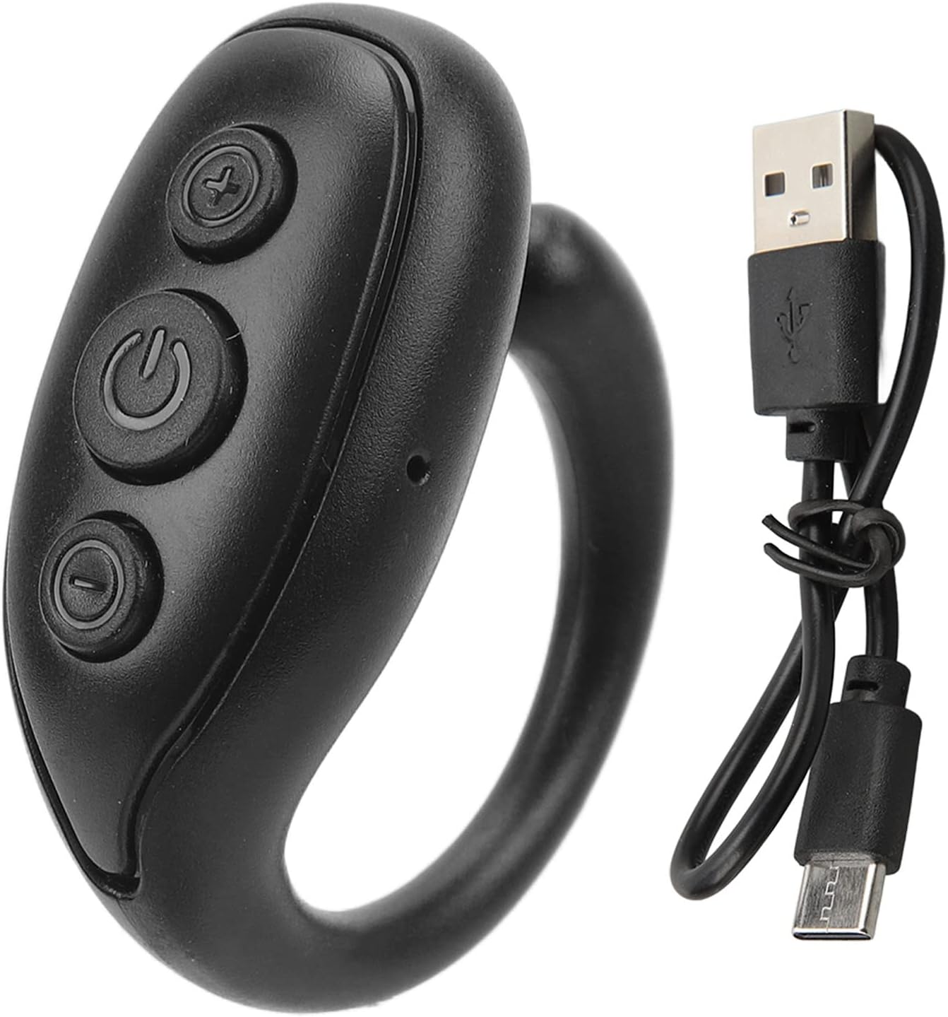 Tiktok Remote Control - Bluetooth App Page Turner for Mobile Phone, Camera Video Recording Clicker, Scrolling Ring for Shutter Selfie (Black)