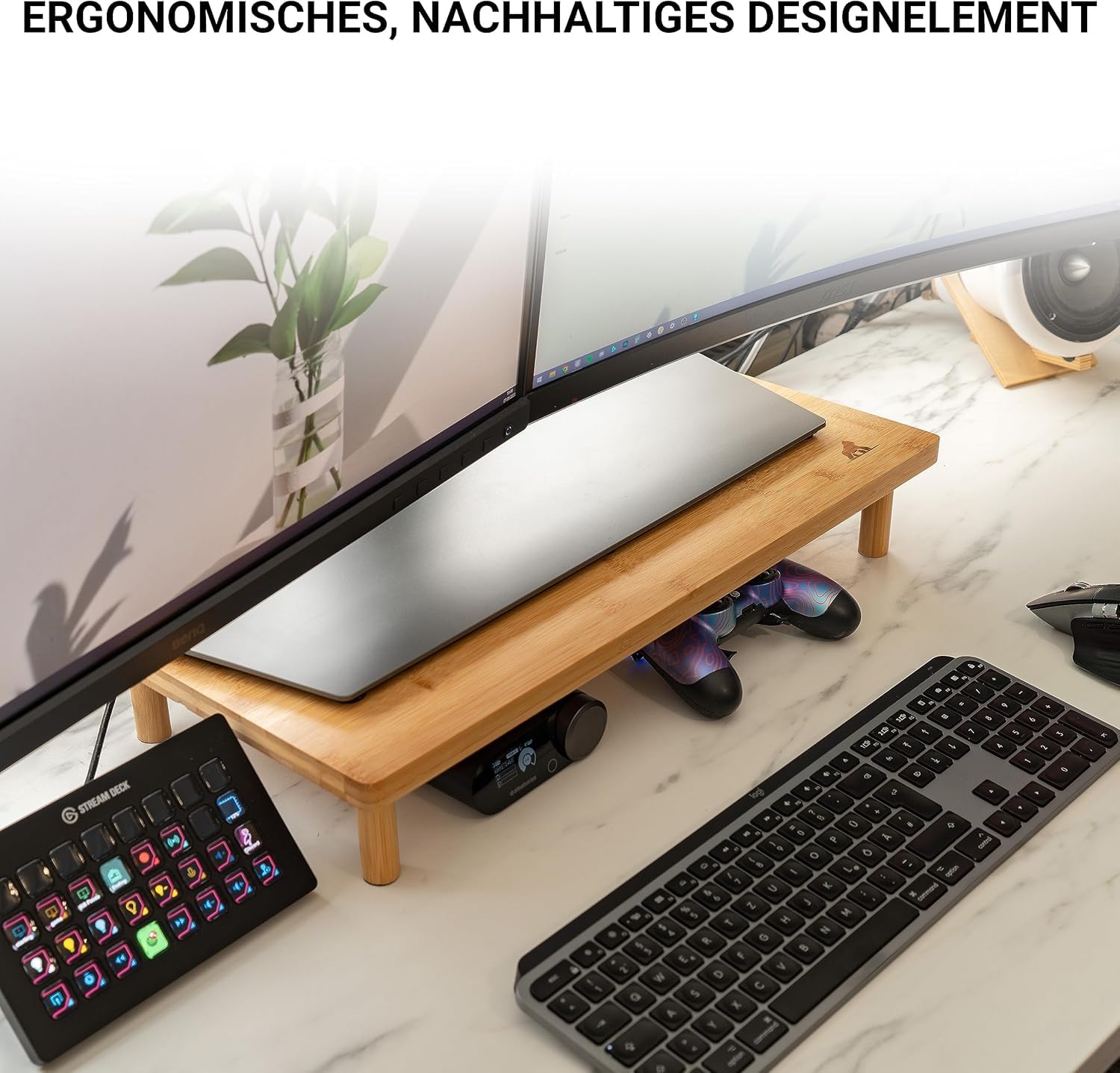 Monitorständer Bambus - Monitor Stand - Bildschirmerhöhung Monitorerhöhung | MY FAT GORILLA Monitorständer Bambus – Bildschirmerhöhung Monitorerhöhung 56x27x9,50 cm – Monitor Stand Wood Riser