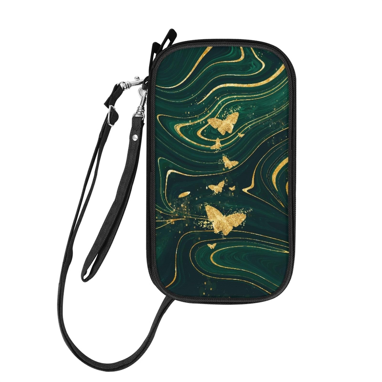 DOTBUY-SHOP Passport Holder Travel Wallet, Marble Pattern Passport Travel Wallet Family with Zipper Portable Document Organizer Bag for Cards, Boarding Pass, ID, Tickets (Dark Green)