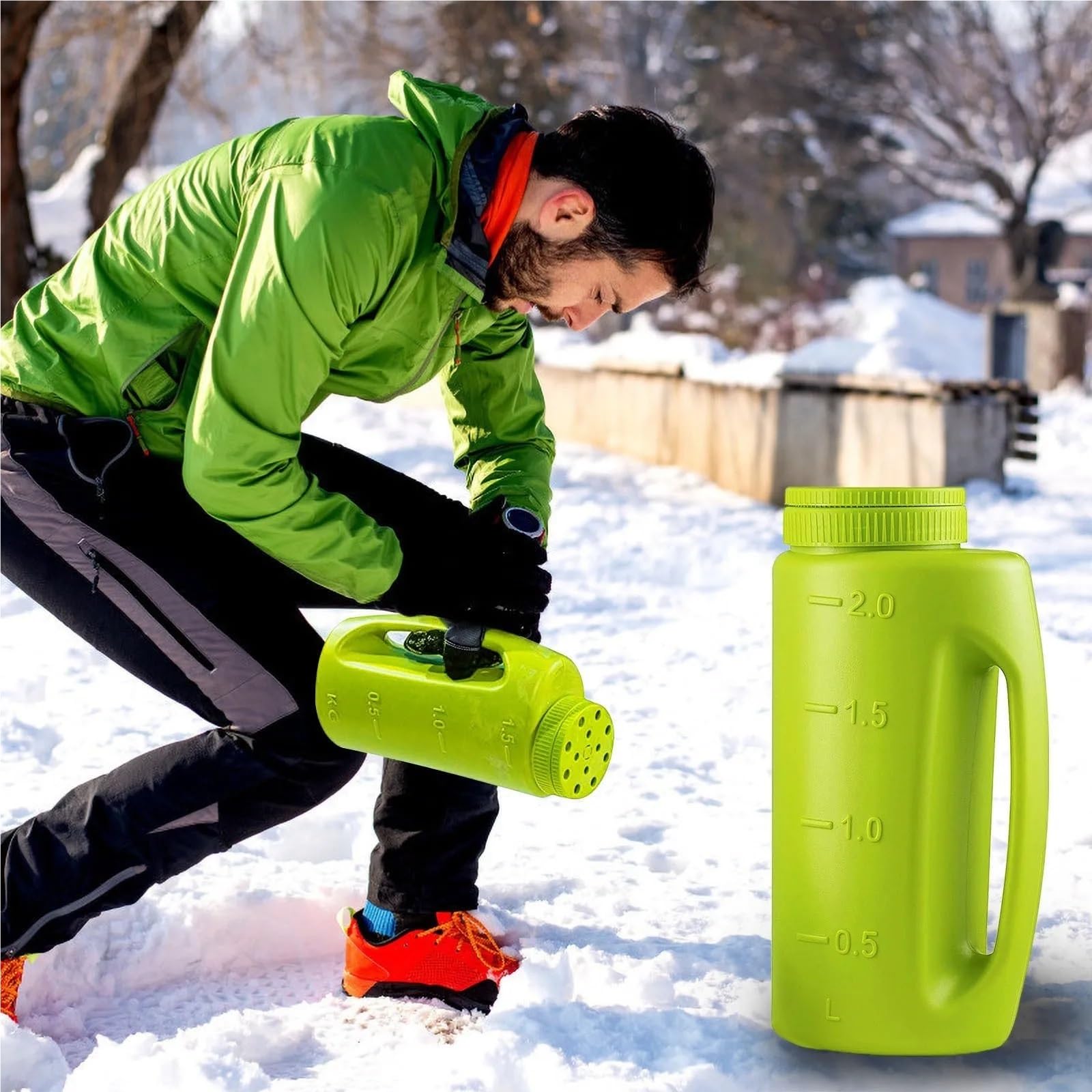 Strumenti Agricoli Fertilizzante manuale regolabile, spandiconcime per ghiaccio e neve, spandiconcime per bottiglie, fioriera, attrezzi da giardino Strumenti per Semina(Green)